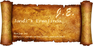 Janák Ermelinda névjegykártya